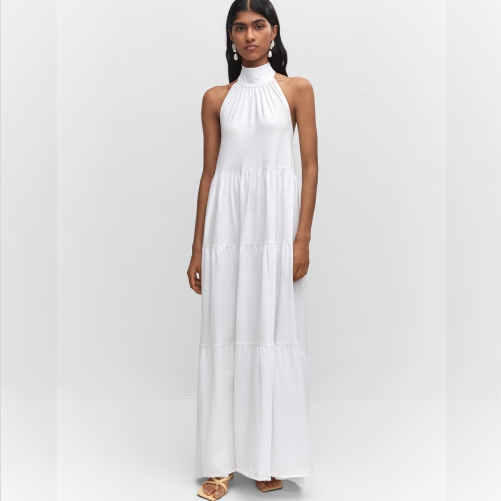 MANGO HALTER-NECK OPEN-BACK DRESS